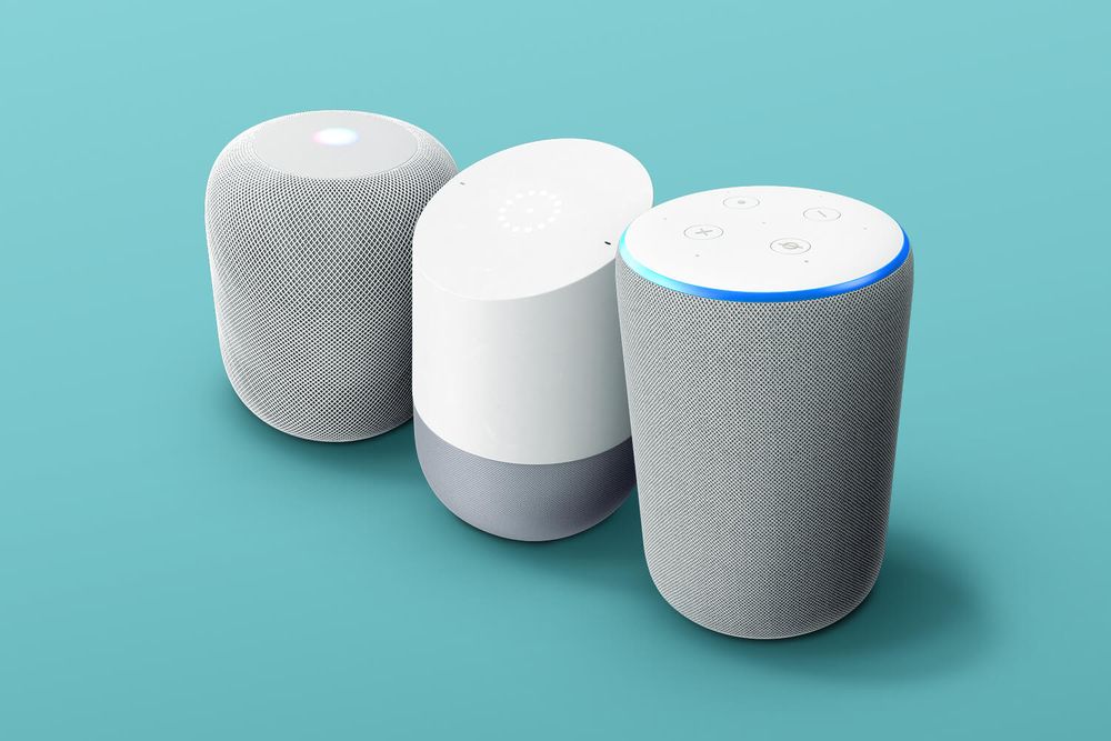 Three smart speakers, side by side