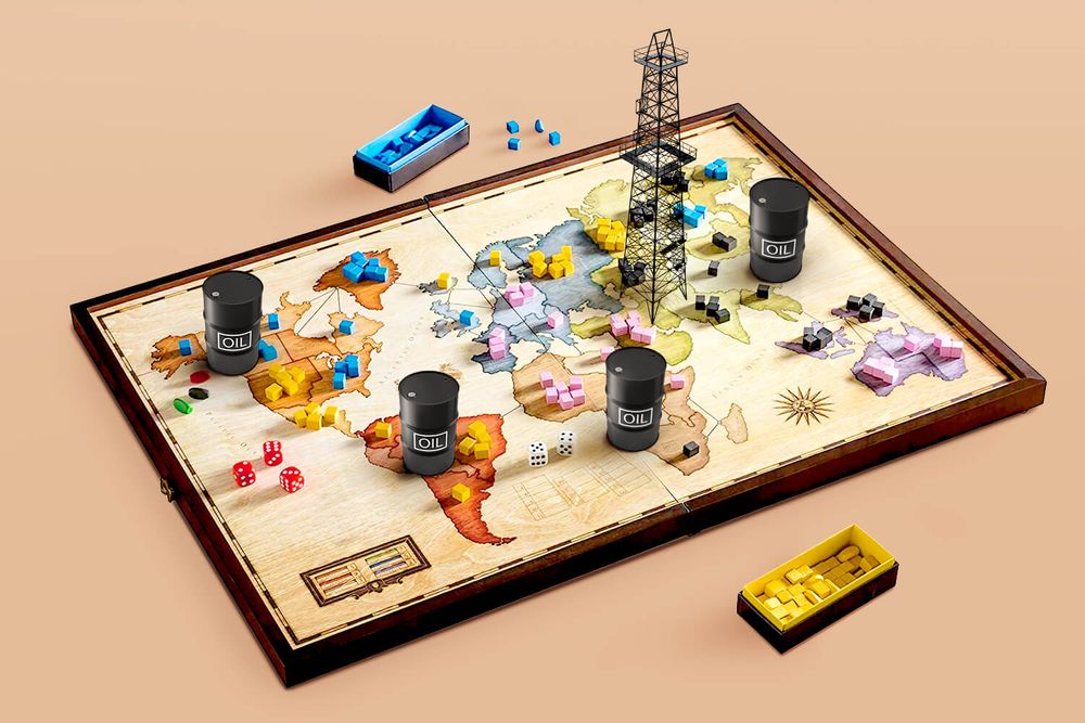 Board game graphic representing oil markets in Middle East