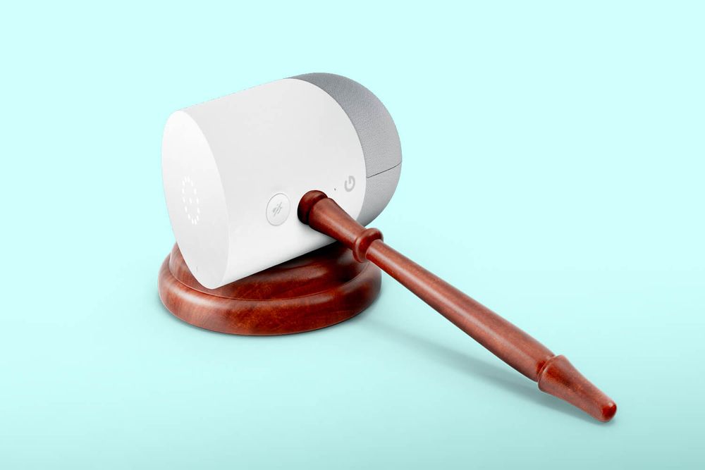 A gavel that's made out of a Google speaker 