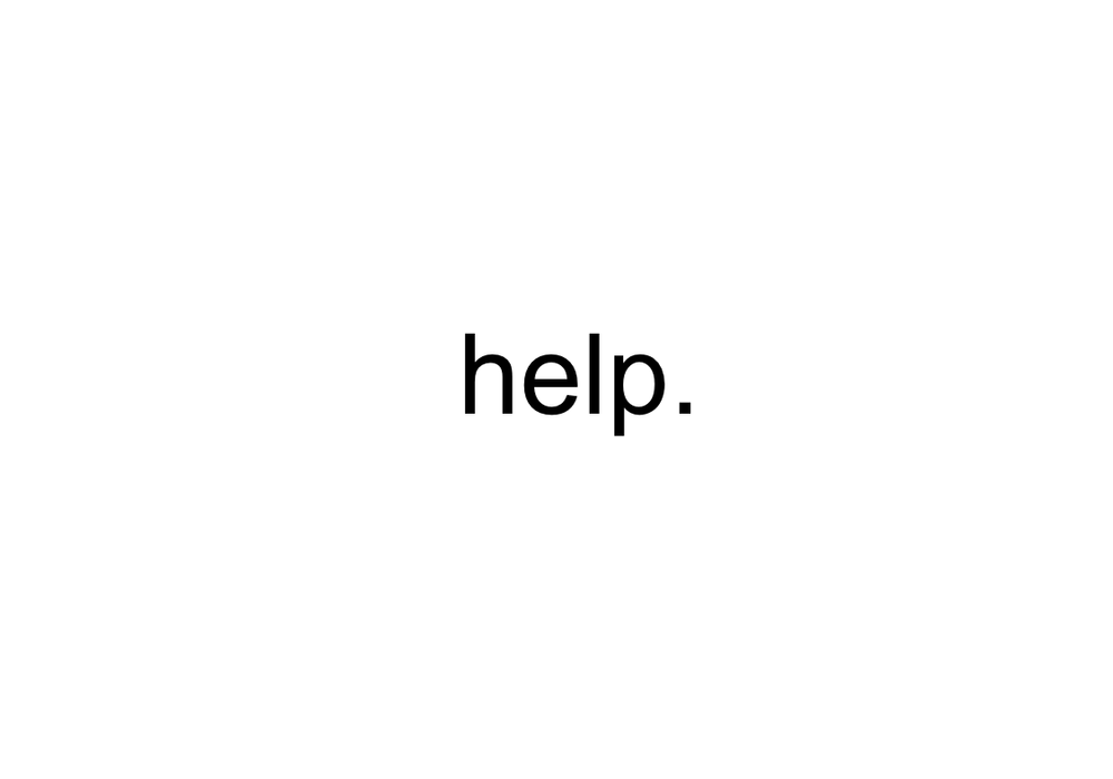 Plain white background with the word "help" in black text.