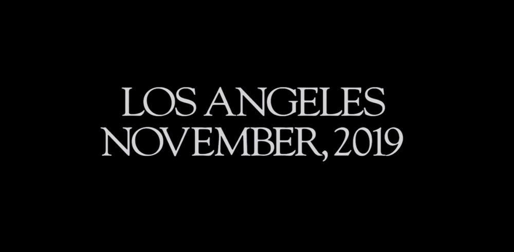 Screenshot from "Blade Runner" title sequence with the words "Los Angeles, November 2019"