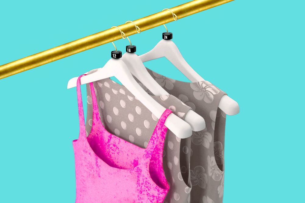 A close-up of a clothing rack
