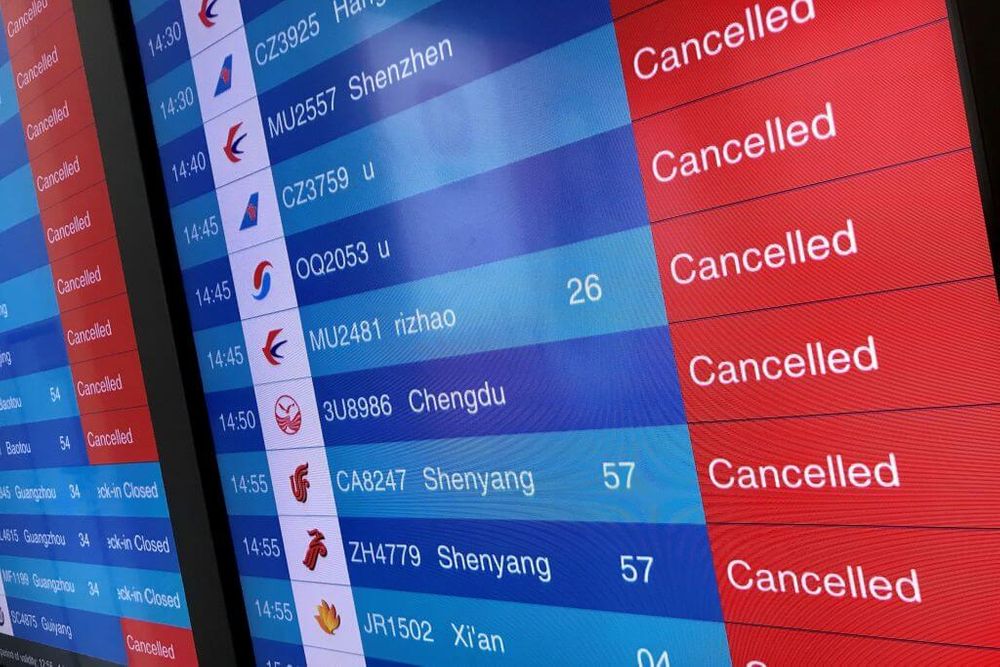 Canceled flights at Tianhe airport in Wuhan, China