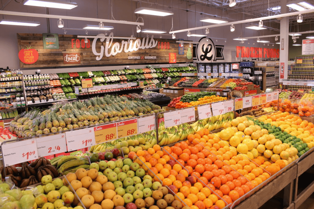 A photo of Lucky's Market's produce department 