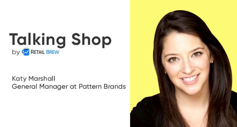 Pattern Brands GM Katy Marshall on a colorful background