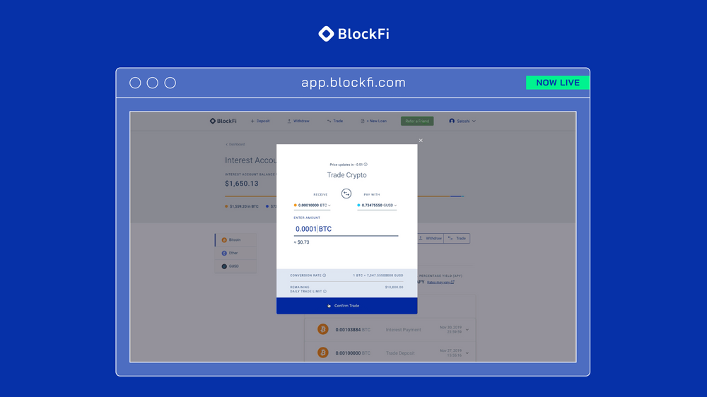 BlockFi trading platform