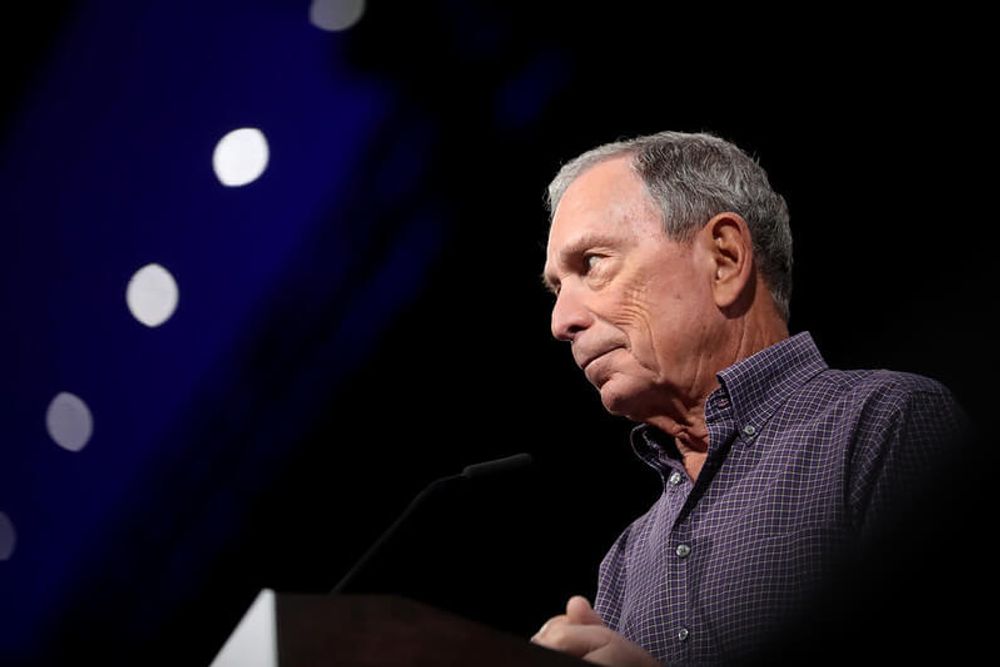 Former Mayor Michael Bloomberg speaking with attendees at the Presidential Gun Sense Forum hosted by Everytown for Gun Safety and Moms Demand Action at the Iowa Events Center in Des Moines, Iowa.