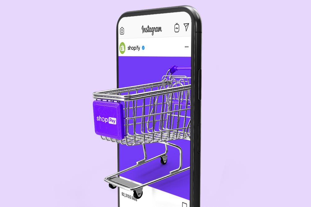 Phone screen with Shopify's Shop Pay app emerging