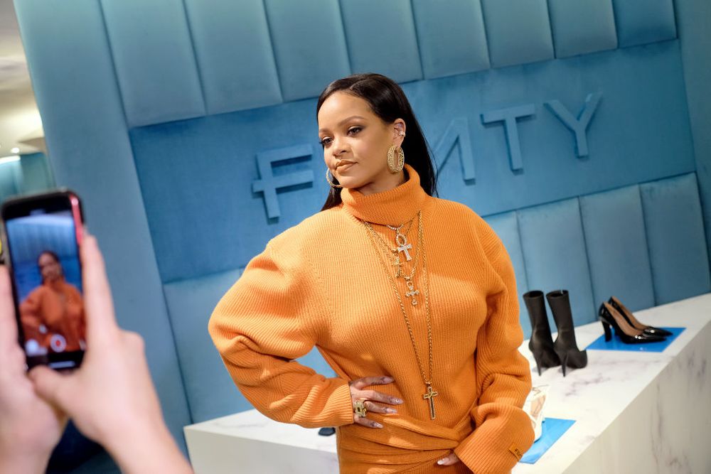 Rihanna at a Fenty fashion event at Bergdorf Goodman's 