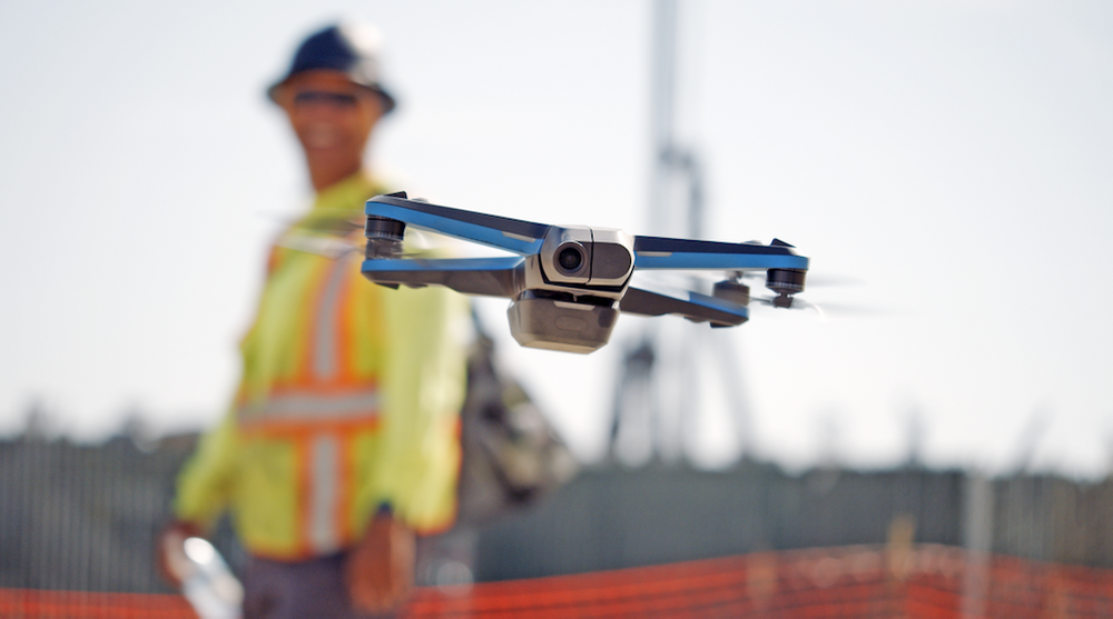 Skydio drone on construction site