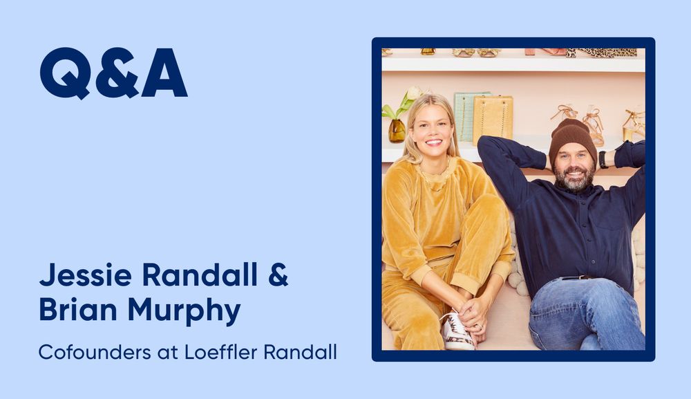 Blue Q&A template with Loeffler Randall's cofounders