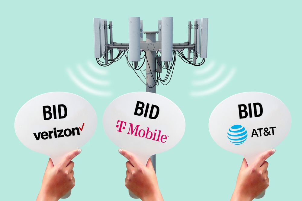 US spectrum auction with Verizon, T Mobile, and AT&T bidding