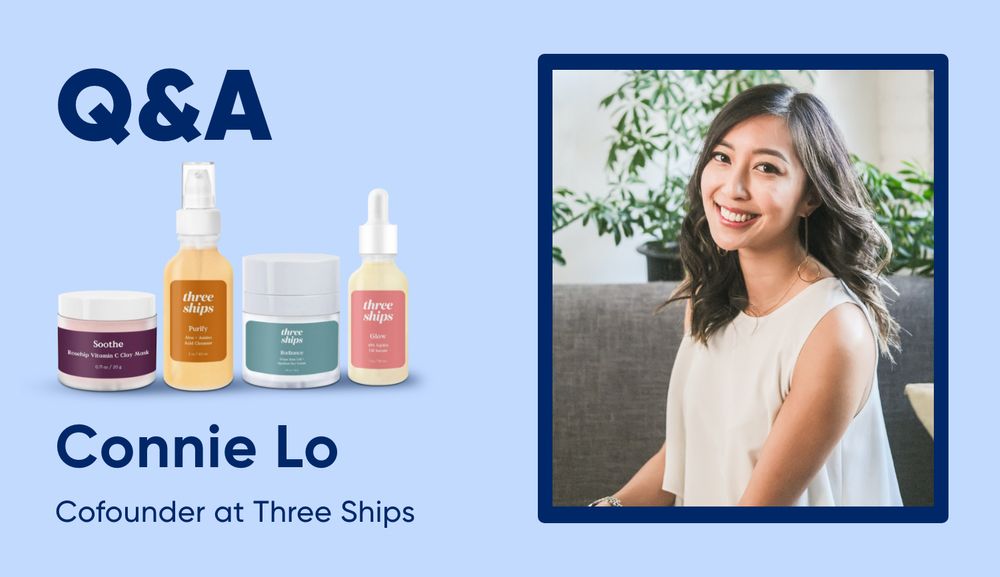 Connie Lo, Three Ships Cofounder, on blue background