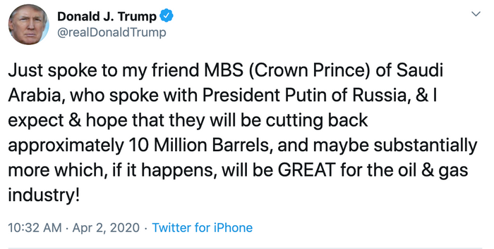 President Trump's tweet about Putin and MBS 