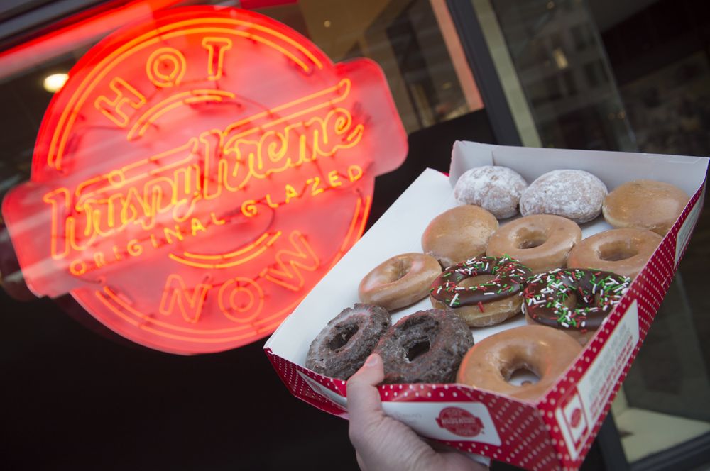 Krispy Kreme doughnuts are seen outside their store in Washington, DC, D...