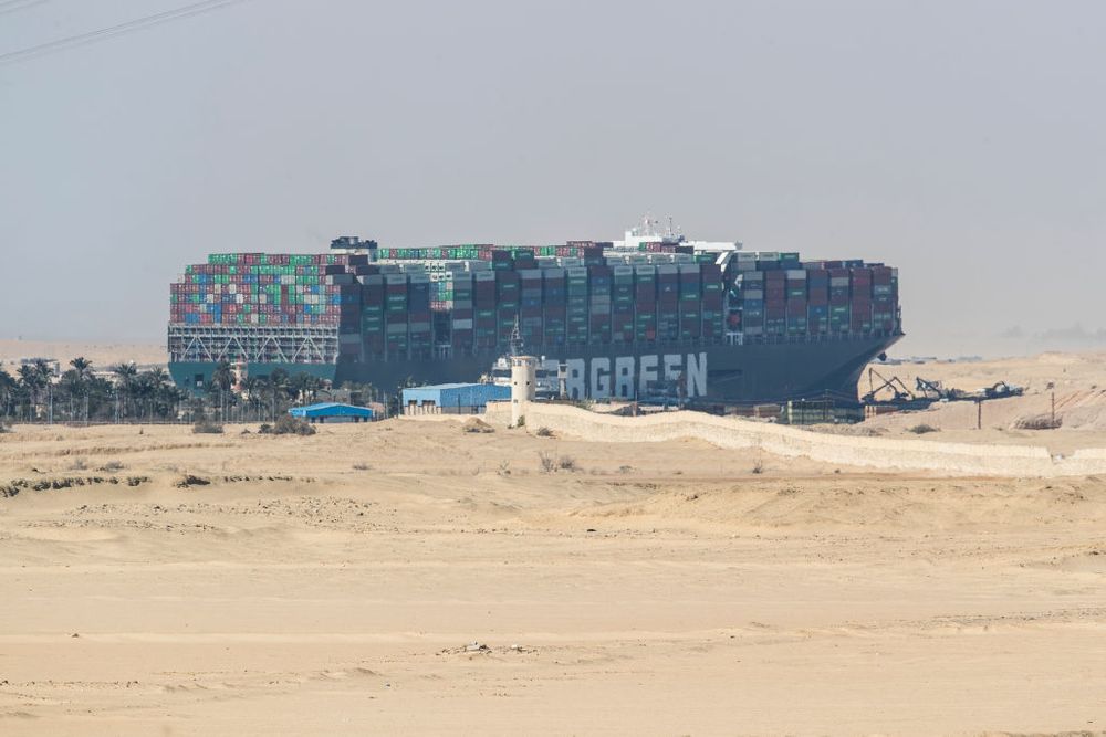 Ship stuck in Suez Canal