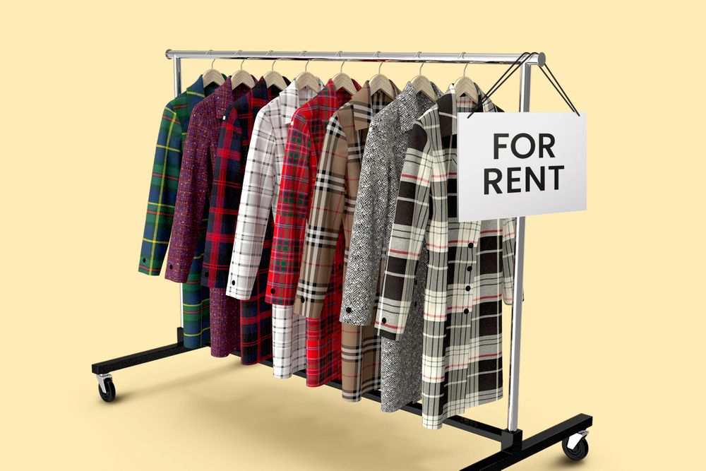 Rack of clothing available for rent
