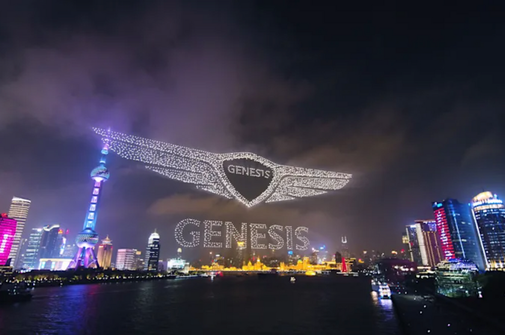 Genesis drones in the air 