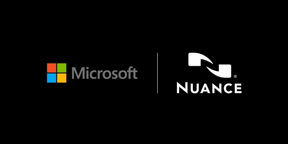 Logos of Microsoft and Nuance, side by side