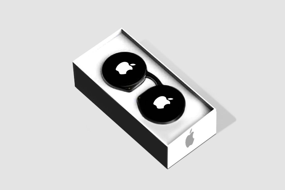 Sketch image of Apple mixed reality glasses in a box