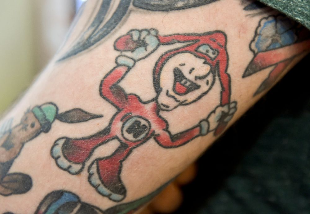 A detail photo of a Noid tattoo on Ryan Snyder, 22, of Womelsdorf, at th...