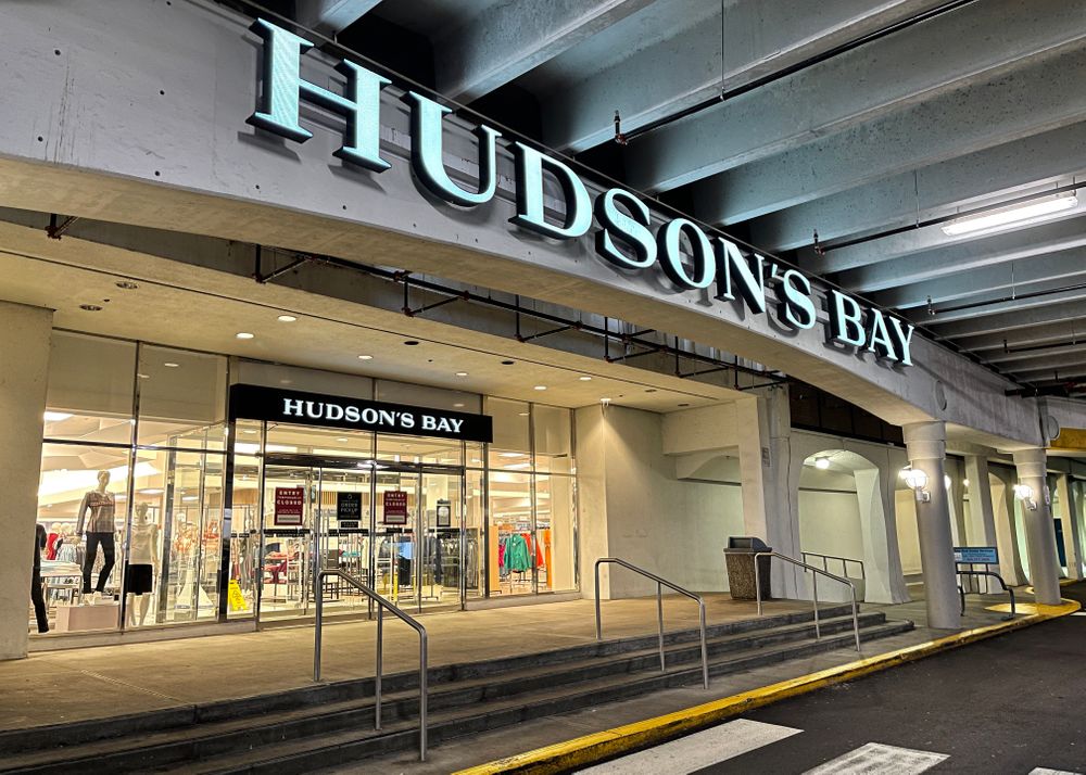 RICHMOND, BRITISH COLUMBIA - NOVEMBER 22: A storefront view of Hudson's ...