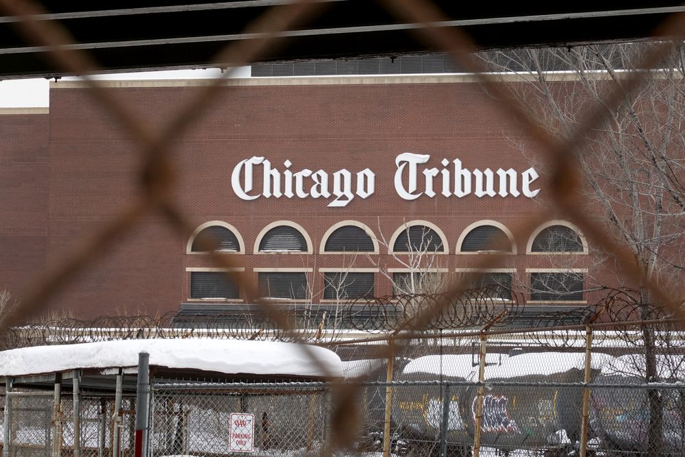 CHICAGO, ILLINOIS - FEBRUARY 17: A sign hangs on the side of the one of ...