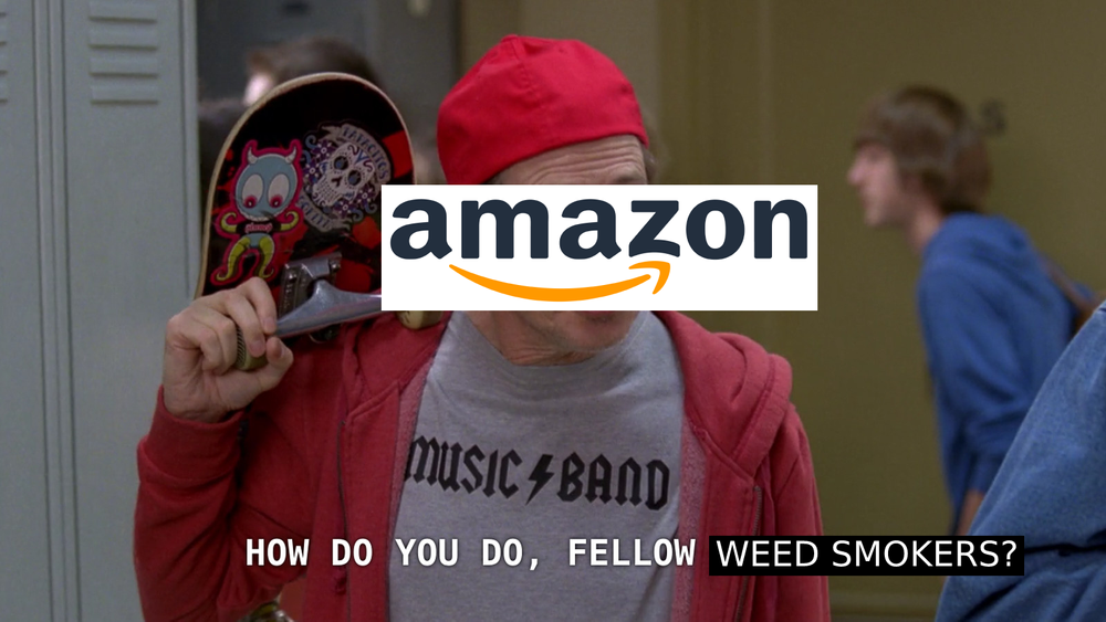 How do you do, fellow kids meme with Amazon logo