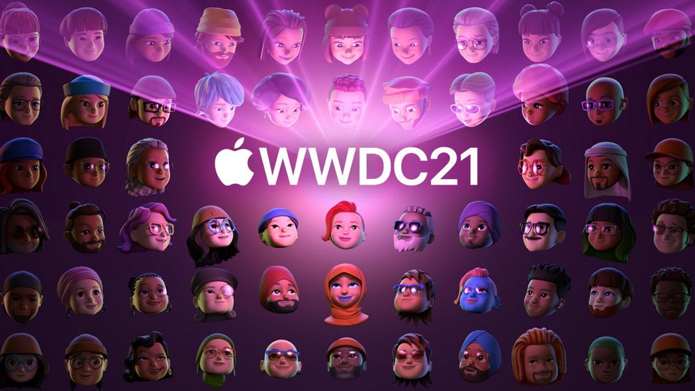 A screen filled with neat rows of Apple's Memoji human avatar heads. They are all looking to the middle of the screen, where 