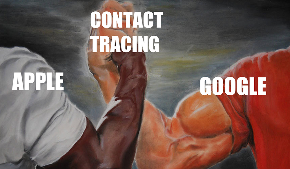 Apple and Google shaking hands meme