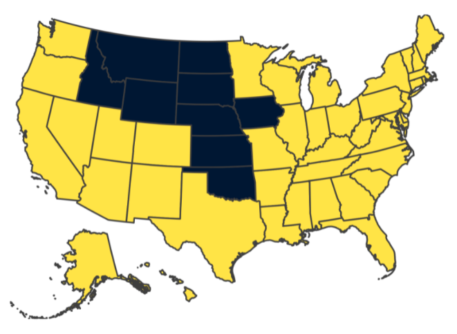 Map showing states where the cattle population is greater than the human population