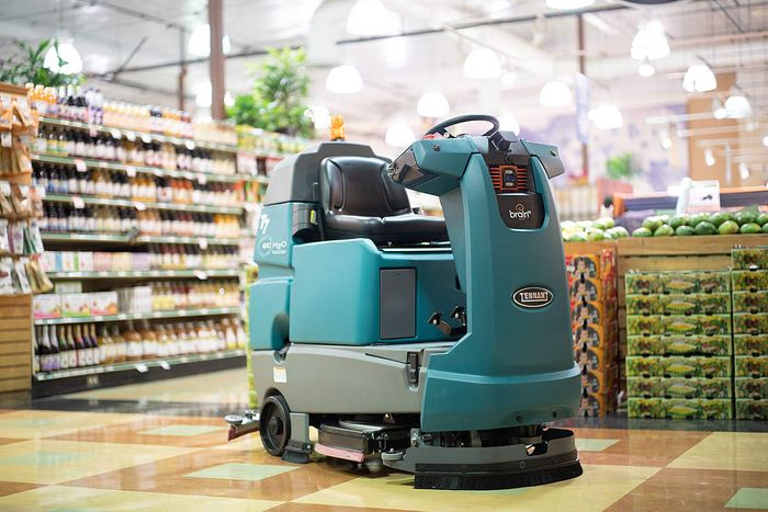 BrainOS-powered grocery store cleaning robot
