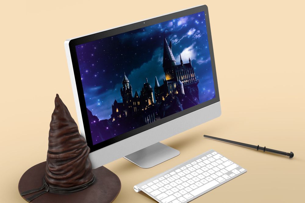 Harry Potter Hogwarts castle on a computer screen