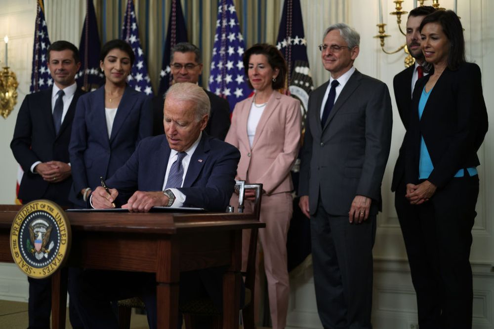 Biden signing an executive agreement 