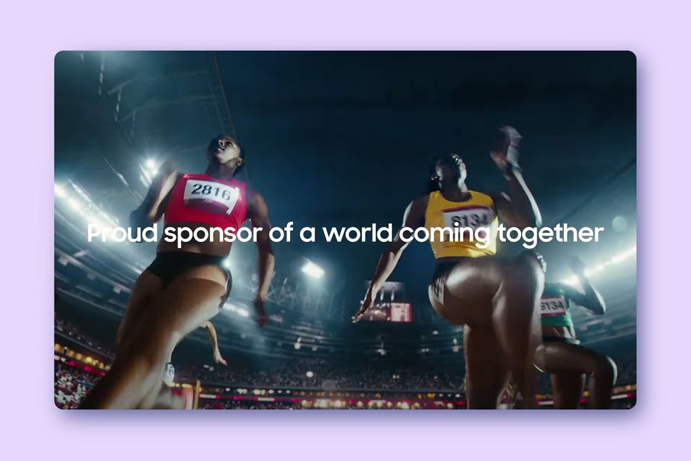 A photo of two runners in Samsung's Tokyo Olympics ad