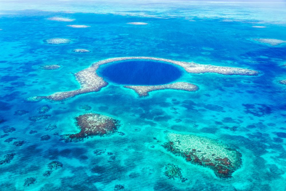 Aerial of the Blue Hole, Lighthouse reef, Beliz