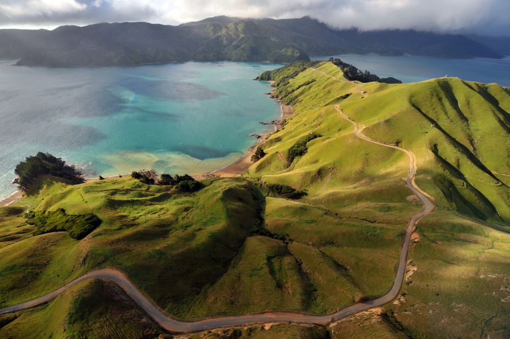 Aerial view of Marlborough Sounds, New Zealand