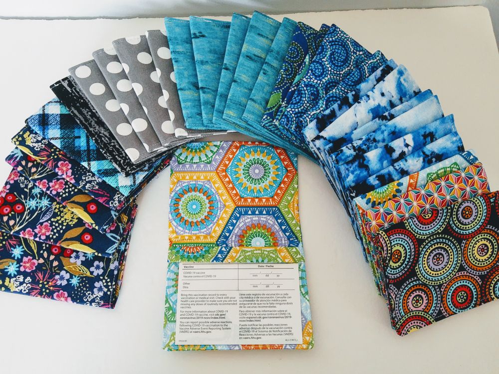 Vaccine cardholders from Kimberly Keim's Threadandpurls Etsy store