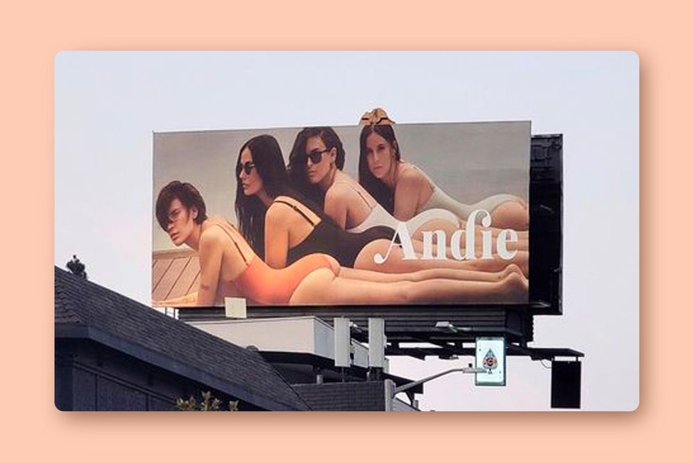 Demi Moore and 3 daughters on Andie billboard