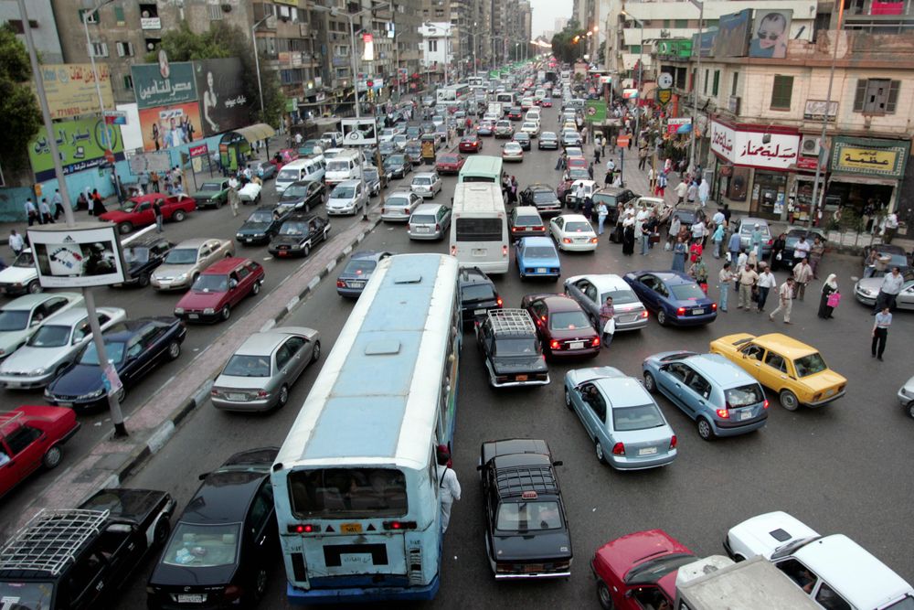 A general view shows a huge traffic jam in Cairo, 10 September 2007, a f...