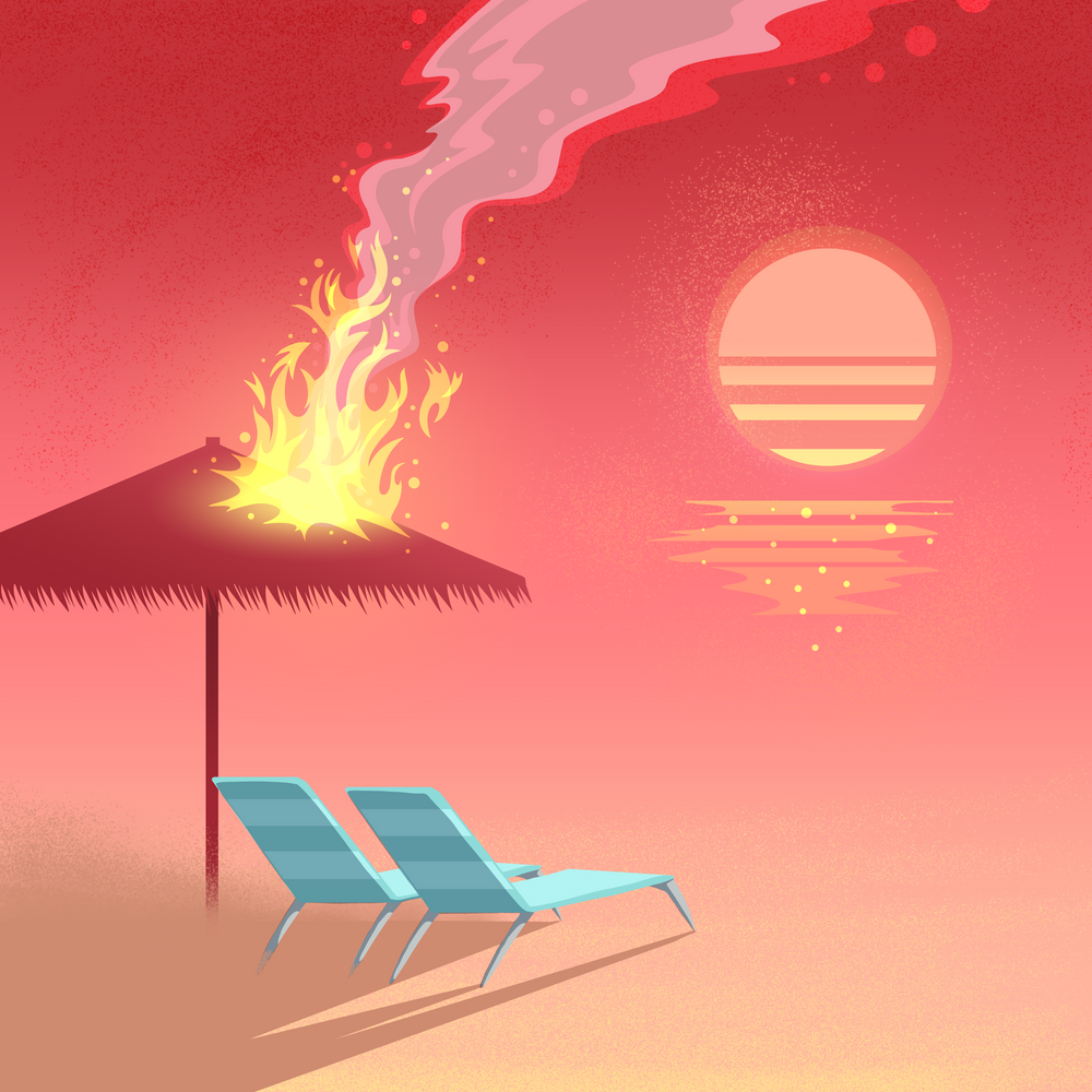 Illustration of a hot beach