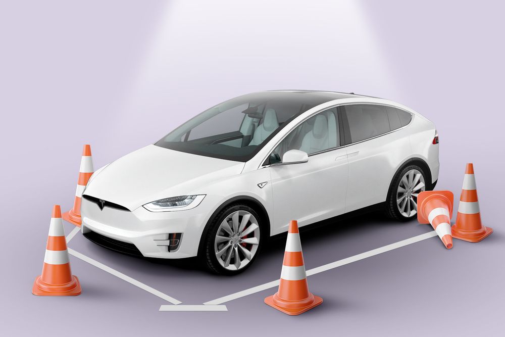 An illustration of a parked Tesla