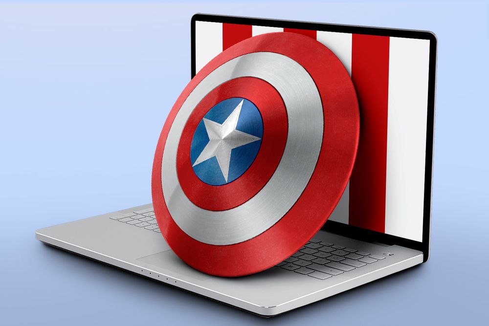 Captain America shield on computer screen