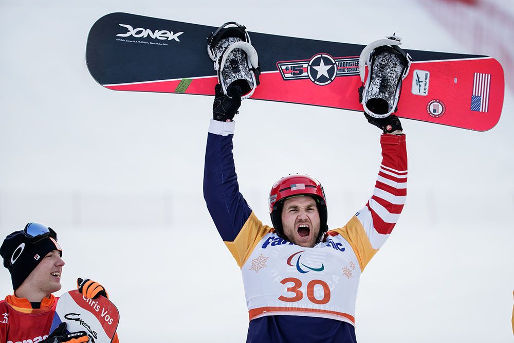 Mike Schultz after winning gold at the 2018 Paralympics