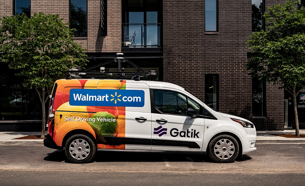 Gatik self-driving vehicle with Walmart cobranding