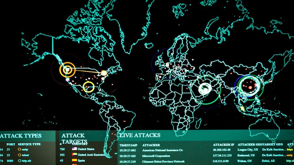 Map showing cyberattacks