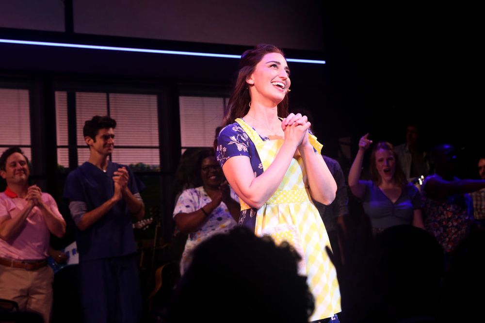 Sara Bareilles performing in Waitress on Broadway