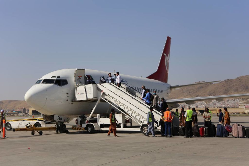 Aircraft being boarded at the Kabul airport