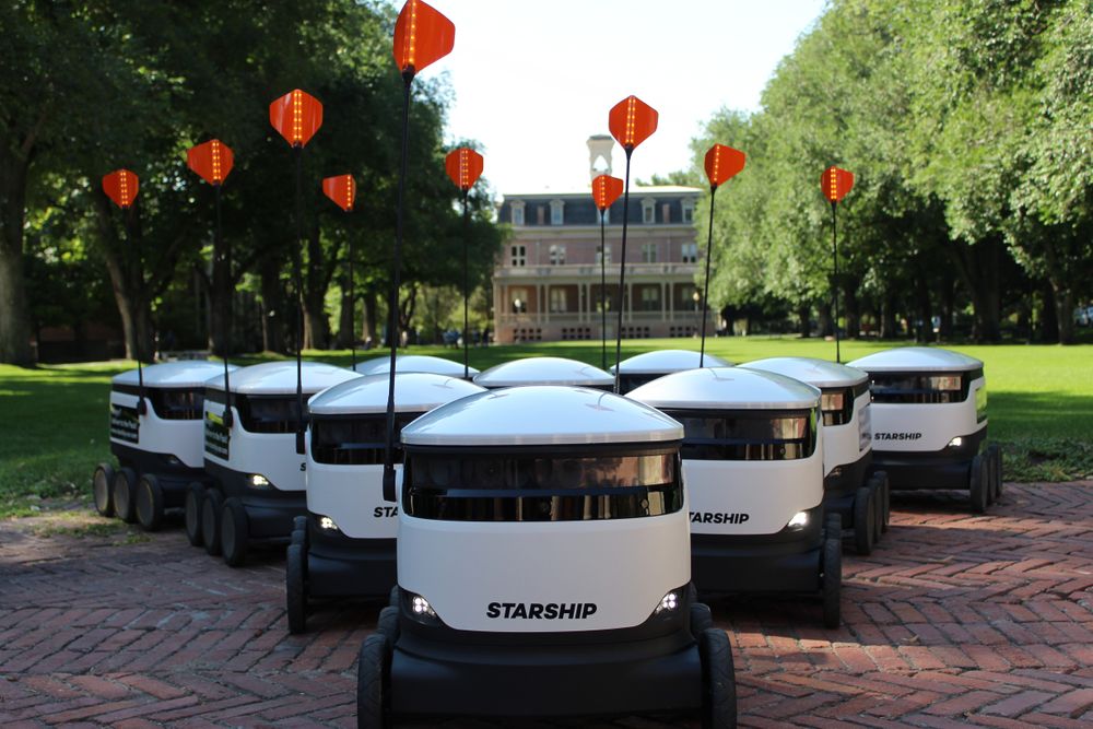 Starship Technologies fleet of autonomous delivery bots at the University of Reno Nevada