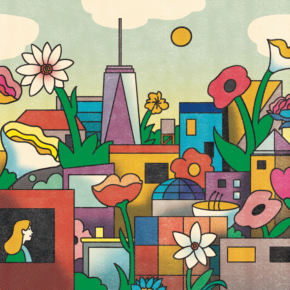 Sunday Edition illustration of a blossoming New York in the wake of 9/11